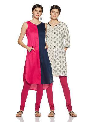 INDIGO Women's Straight Kurti (Pack of 2)