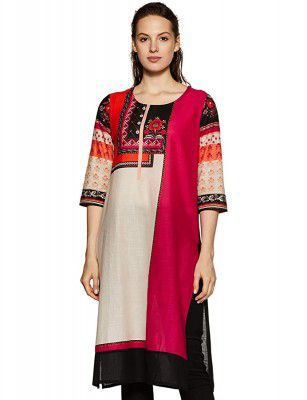 Indigo Womens Synthetic Straight Kurta