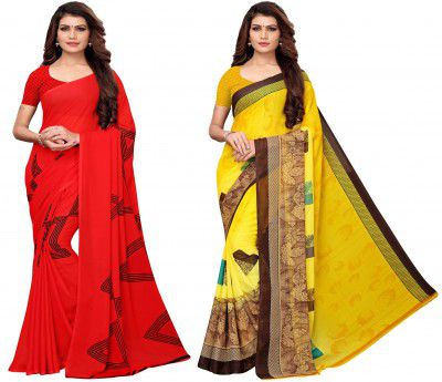 Indira Designer Georgette Blend Ready to wear Saree (AAKRUTI-COMBO-059 Multicolor Free Size)
