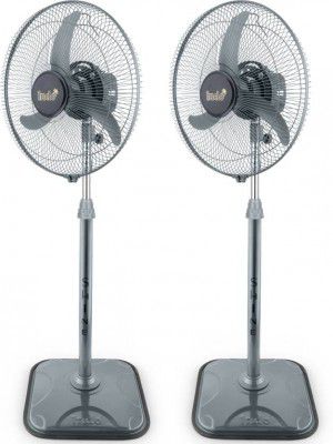 Indo 400mm High speed Pedestal farrata fan for home | 2400 RPM |2 Years Warranty| 1 Star 400 mm 3 Blade Pedestal Fan (Ultra High Speed | Grey | Pack of 2)