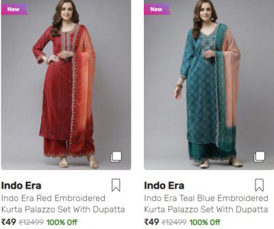 Indo Era Kurta Palazzo Set Flat 100% Off