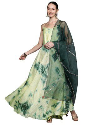 INDO ERA Tie-Dye A-Line Ethnic Maxi Dresses For Women (23Ere4351)