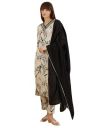 INDO ERA Women Cotton Cream Printed Straight Kurta Trousers With Dupatta Set...