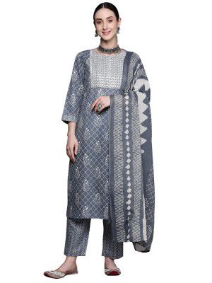 INDO ERA Women Embroidery Straight Floral Printed Kurta and Pant Set with Dupatta | Ethnic Set | Dupatta Set | Suit Set | Kurta Set |