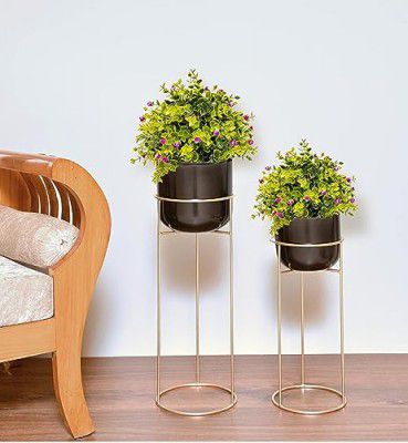 Indoor Planter and Stande Metal Floor Flower and Stand Display Plant Stand Tall Indoor Plant Stande with Planter Pot (Hammerd ( Black ))