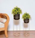 Indoor Planter and Stande Metal Floor Flower and Stand Display Plant Stand Tall Indoor Plant Stande with Planter Pot (Hammerd ( Black ))...