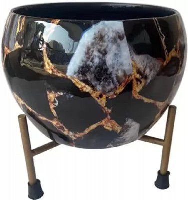 Indoor Plants Pots with Stand -Decorative Pots for Indoor Plants Rust Free Metal Plant Pots for Living Room, Balcony and Garden Decor (Plants not Included)