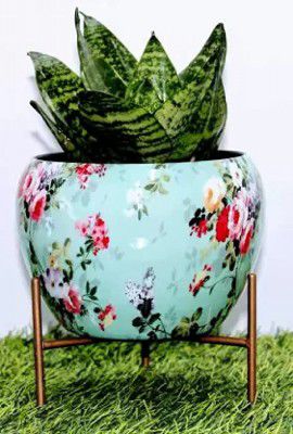 Indoor Plants Pots with Stand -Decorative Pots for Indoor Plants Rust Free Metal Plant Pots for Living Room, Balcony and Garden Decor (Plants not Included)