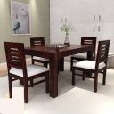 Indoplaza Sheesham Wood 4 Seater Dining Table with Cushion Chair Four Seater Wooden Dining Room Set Dinner Table Furniture for Living Room Home Restaurant (Mahogany)...