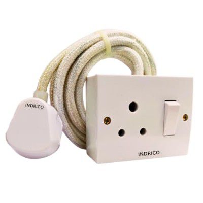 INDRICO® Extension Board For Iron 1+1 With Cloth Wire (White) (5 Meter Cable)