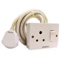 INDRICO® Extension Board For Iron 1+1 With Cloth Wire (White) (5 Meter Cable)...