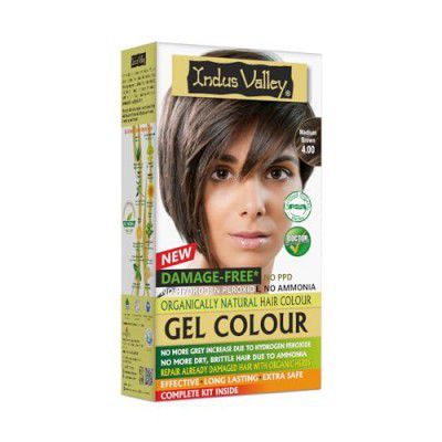 INDUS VALLEY Damage Free Natural Gel Hair Colour for Women | Medium Brown