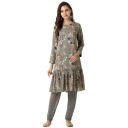 Indya Floral Georgette Round Neck Womens Regular Tunic (PSK00008-P)...