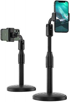 INEFABLE Mobile Phone Stand,Tabletop Stand,Height Angle Adjustable Stand, Phone Holder for Desk Compatible for All Smartphones-Black-Pack of 1