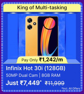 Infinix Hot 30i @ ₹7449/- on Flipkart's Big Billion Days Sale