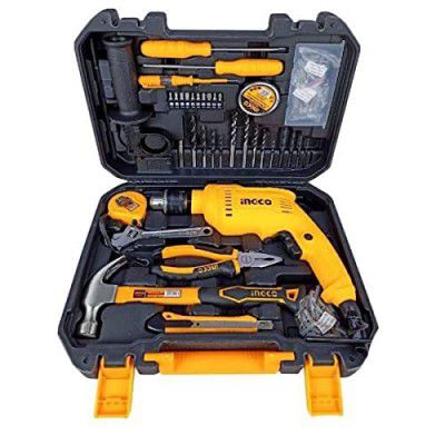INGCO Drilling Machine Kit, 115 Pcs Tools Set, Drill Tool Kits HKTHP11151,Heavy Duty Impact Drill Machine, 1 Pcs 680W Impact Drill (ID6808),220-240V~50/60Hz,13 millimeters key chuck