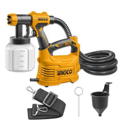 Ingco HVLP Floor Based Spray Gun, 800ml Paint Sprayer, 3 Spray Patterns | 500W | 50DIN-s, Electric Paint Spray Gun, Adjustable Valve Knob for Painting Ceiling, Fence, Cabinets