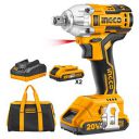 Ingco Impact Wrench, CIWLI2001 Lithium-Ion Impact Wrench, 20v Cordless Impact Wrench LED, 3300bpm | 300NM Max Torque, with 2pcs Batteries & Charger...