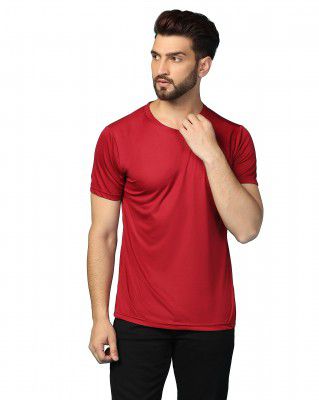 INKKR Men's Solid Round Neck Polyester T-Shirt