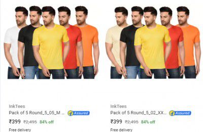 Inktees Mens T Shirts ( Pack Of 5 ) @ Just ₹349