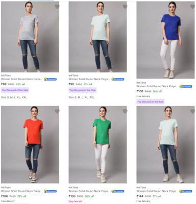Inktees Womens T-Shirts Starts @ ₹88