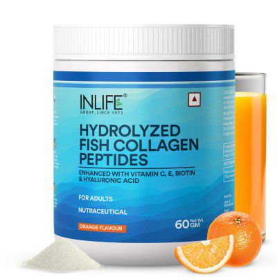 INLIFE Hydrolyzed Marine Collagen Tripeptides Supplement (60g, Orange)