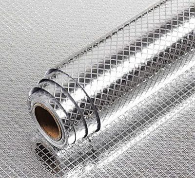 Inllex Aluminum Foil Self Adhesive DIY Kitchen Anti Oil Contact Paper Peel Stick Wall Stickers Waterproof Wallpaper Decal Stove Cabinets Counter Tops Sticker Drawer Shelve Liner Silver