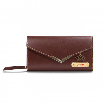 Innovative Gifts Women's Personalized Leather Wallet with Name & Charm I Customized 3-Fold Ladies Clutch 