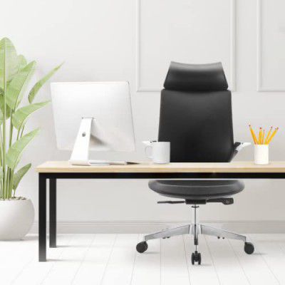 INNOWIN Parker High Back PU Leatherette for Office & Home Chair with Smart Any Position Lock Mechanism & Aluminium Base (Black)| 3 Years Warranty