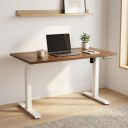 INNOWIN Think Height Adjustable Table for Office Work | 80Kg Weight Capacity | Advance Memory Present | 3 Years Limited Warranty | Installation Provided | Dark Acacia | 48*24 Inches Top | MATT WHITE...