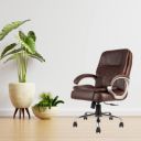 INNOWIN Venture Ergonomic Leatherette Executive Medium Back Revolving Desk Office Chair (Brown)...