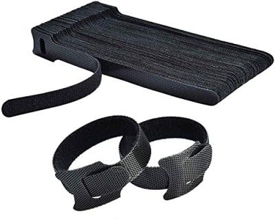 INOVERA 50 Piece Cable Organizer Hook & Loop Tape Black
