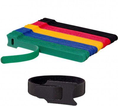 INOVERA 50 Pieces Cable Organizer Hook & Loop Tape - Wire/Cord Holder Management Strap - Reusable Hook & Loop Ties for PC, TV, Desk, WFH Accessories - Multi colour