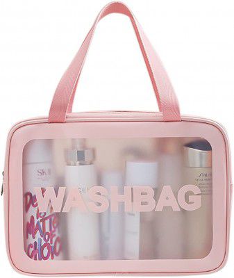 INOVERA (LABEL) Faux Leather Water-Resistance Toiletries Cosmetics Makeup Storage Organizer Cosmetic Bag For Girls, Rose Gold, 11 Centimeters, Standard, Pink