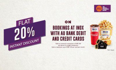 Inox: Instant Discount Flat 20% Off with AU Bank Card Offer