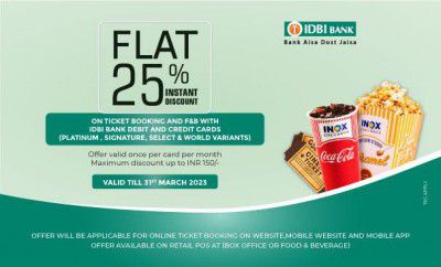 Inox: Instant Discount Flat 25% Off On IDBI Bank Offer