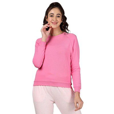 INSENSE by Shoppers Stop Solid Regular Neck Cotton Blend Women's Sweatshirt