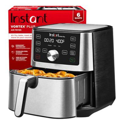 Instant Pot Air Fryer, Vortex 6 Litre, Touch Control Panel, 360° EvenCrisp™ Technology, Uses 95 % less Oil, 6-in-1 Appliance: Air Fry, Roast, Grill, Bake, Reheat, and Dehydrate (Vortex 6 Litre)