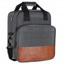 Insulated Lunch Bag - Stylish Fabric Tote Tiffin Bag with Faux Leather Brown Handles...