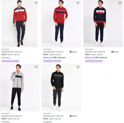 Integriti Men's Tracksuits Upto 85% Off | Start at Rs.554