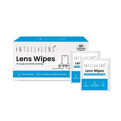 Intellilens Microfiber Lens Cleaner Wipes (Pack of 60) | Lens Cleaner for Spectacles & All Digital Screens | Fast Drying, Gentle and Scratch Free Cleaning
