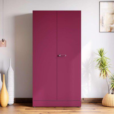 Interio by Godrej Almirah Auraline Men Premium 2-Door Steel Almirah, Cupboard for Clothes (Textured Berry), 1-Year Warranty, 2 Shelves, 1 Locker, 2 Drawers