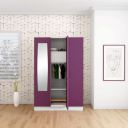 Interio by Godrej Almirah Slimline 3-Door Steel Almirah, Cupboard for Clothes (Textured Purple), 1-Year Warranty, 6 Shelves, 1 Locker, 2 Drawers and Mirror...