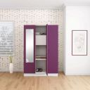 Interio by Godrej Almirah Slimline 3-Door Steel Almirah, Cupboard for Clothes (Purple), 1-Year Warranty, 7 Shelves, 1 Locker, Star Design Mirror...
