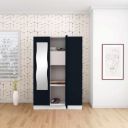 Interio by Godrej Almirah Slimline 3-Door Steel Almirah, Cupboard for Clothes (Pacific Blue), 1-Year Warranty, 7 Shelves, 1 Locker, Curvilinear Mirror...