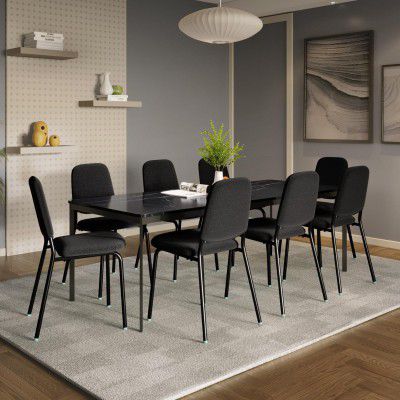 Interio by Godrej Franky and Kalyx 8-Seater Wooden Rectangular Dining Set, 1-Year Warranty, Table with 8 Chairs