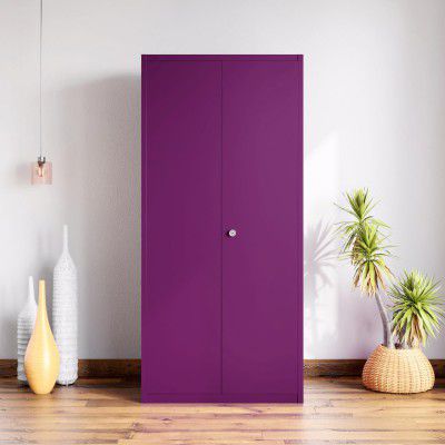 Interio by Godrej Marc 2-Door Steel Almirah (Textured Mulberry), 1-Year Warranty, 1 Locker, 1 Drawer, 5 Shelves