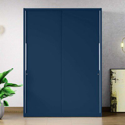 Interio by Godrej Slide N Store Pro Plus 2-Door Wardrobe (Matte Finish, Textured Phiroja Blue) Carbon Steel