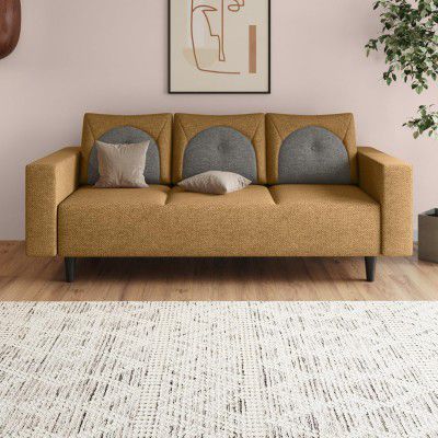Interio by Godrej Sofa Cresco 3-Seater Fabric Sofa for Living Room, 3-Years Warranty, Solid Wood (Camel and Taupe)