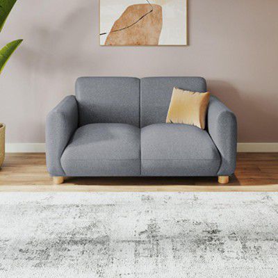 Interio by Godrej Sofa Fluffy 2 Seater Fabric Sofa for Living Room, 3-Years Warranty, Solid Wood, Grey